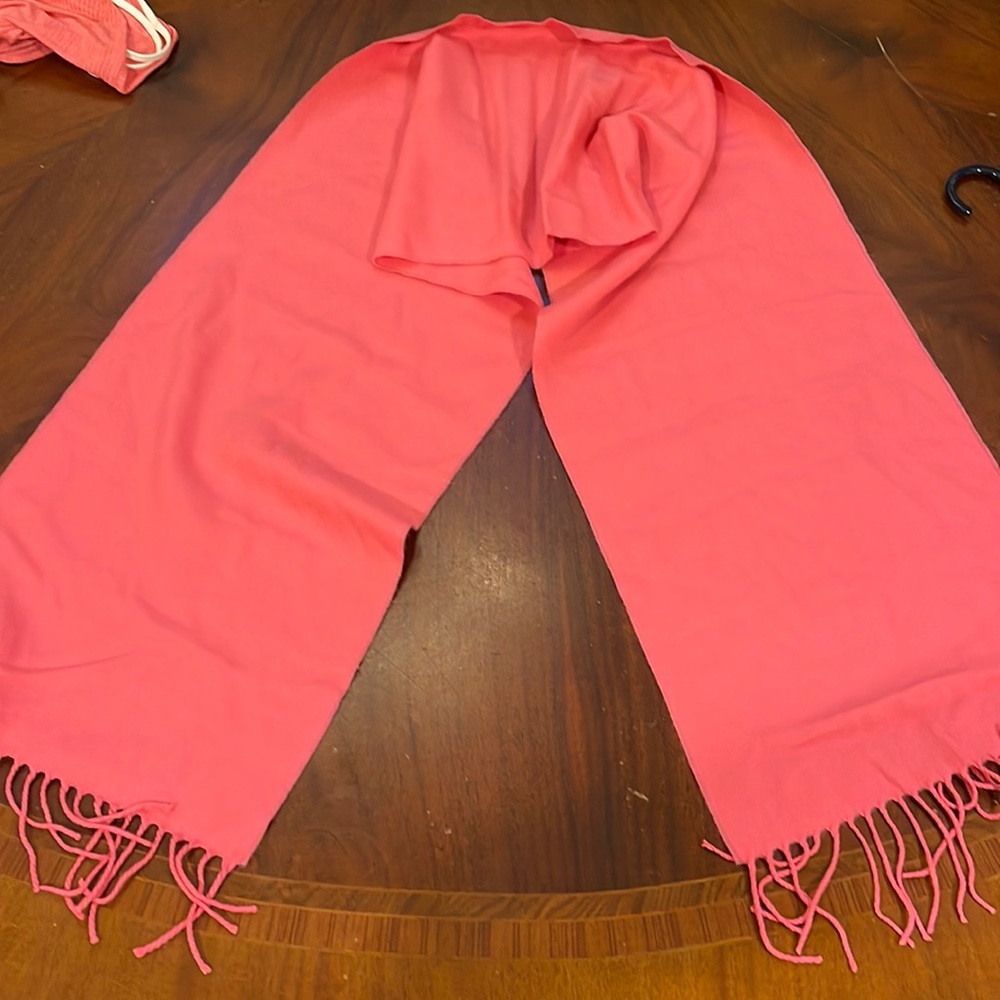 Pink fringe soft scarf wrap